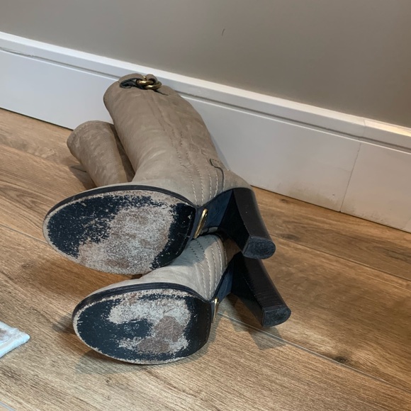 CHLOE - Distressed Gray -Leather Knee High Boots - Picture 9 of 11